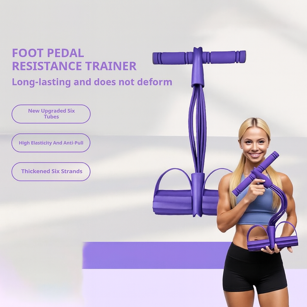 6-Strand Heavy Duty Abdominal Crunch Fitness Trainer – Leg, Arm & Core Resistance Band for Home Workouts