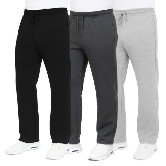 3-Pack Men'S Classic Heavyweight Fleece Sweatpants with Open Bottom (S-3XL)