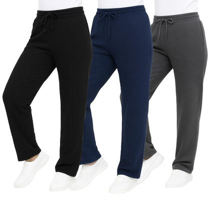 Women'S 3-Pack Loose-Fit Classic Heavyweight Fleece Sweatpants with Open Bottom (S-3XL)
