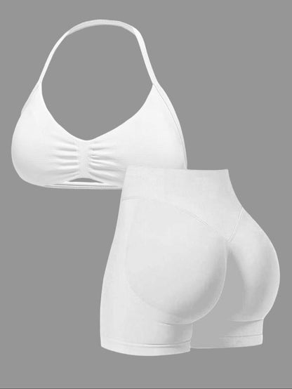 New Women'S Sporty Yoga Set, High-Waist Tight-Fitting Shorts and Tank Top, Summer Fitness for Running and Gym, Workout Running Clothes