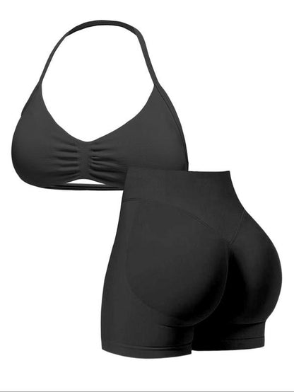 New Women'S Sporty Yoga Set, High-Waist Tight-Fitting Shorts and Tank Top, Summer Fitness for Running and Gym, Workout Running Clothes