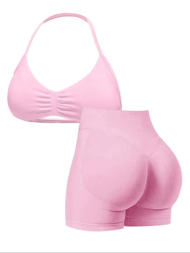 New Women'S Sporty Yoga Set, High-Waist Tight-Fitting Shorts and Tank Top, Summer Fitness for Running and Gym, Workout Running Clothes