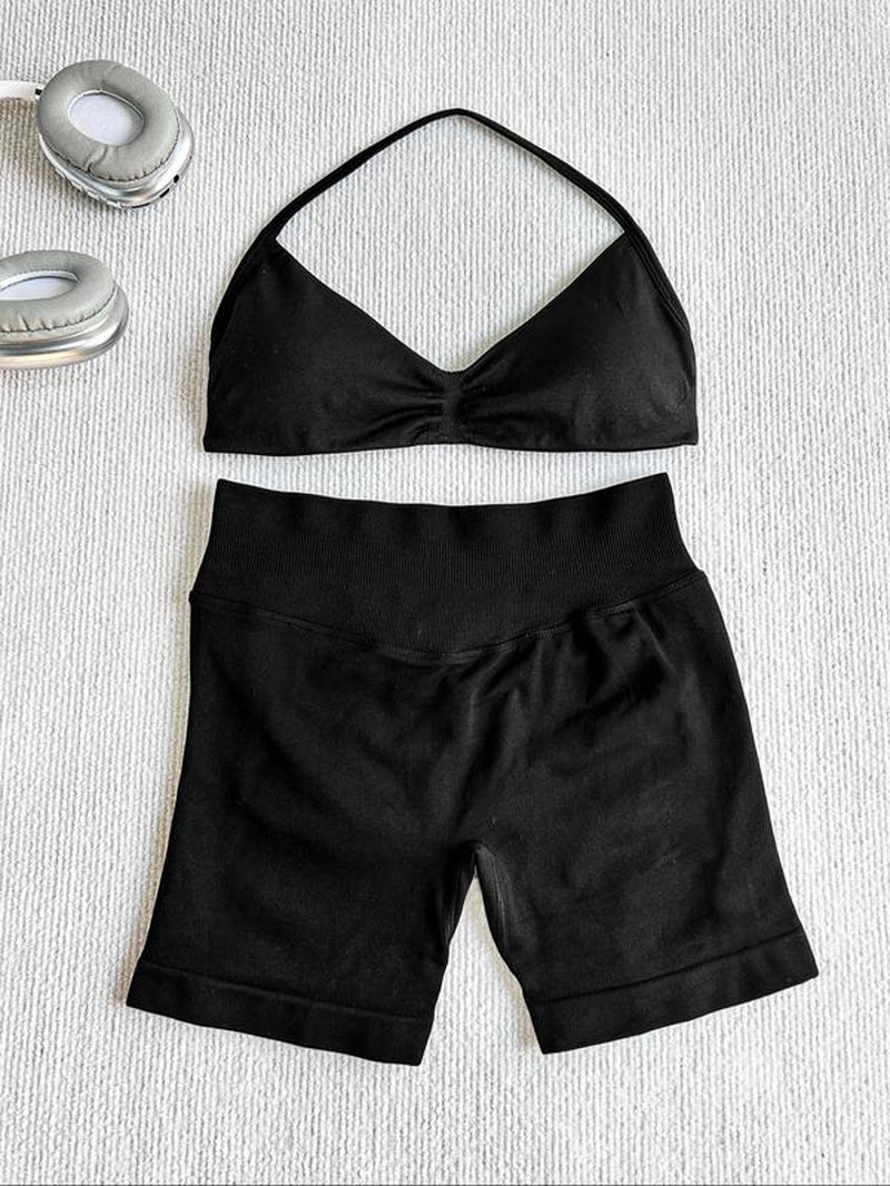 New Women'S Sporty Yoga Set, High-Waist Tight-Fitting Shorts and Tank Top, Summer Fitness for Running and Gym, Workout Running Clothes